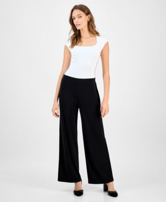 Kasper - Women's Mid-Rise Wide-Leg Pull-On Pants