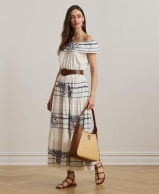 Lauren Ralph Lauren - Women's Embroidered Voile Off-the-Shoulder Dress