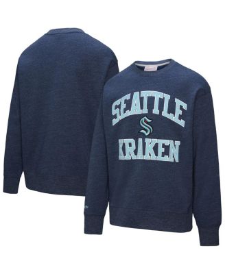Mitchell & Ness - Men's Deep Sea Blue Seattle Kraken Playoff Win Fleece Pullover Sweatshirt