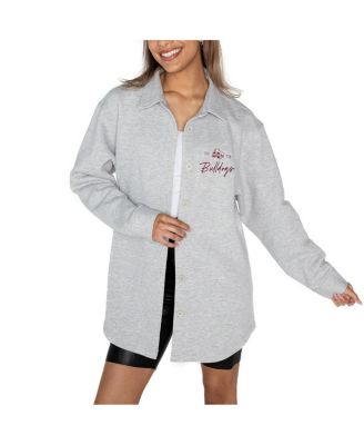 Gameday Couture - Women's Ash Mississippi State Bulldogs Foundation Full-Button Long Sleeve Overshirt
