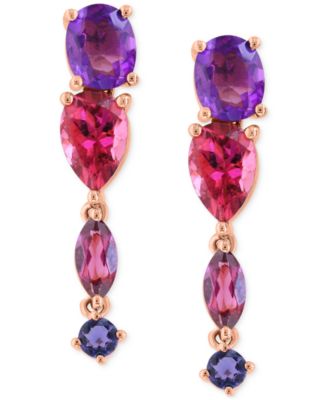EFFY Collection - Multi-Gemstone Mixed-Cut Drop Earrings (1-3/4 ct. t.w.) in 14k Rose Gold