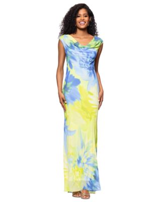 Betsy & Adam - Petite Chiffon Cowlneck Sheath Dress