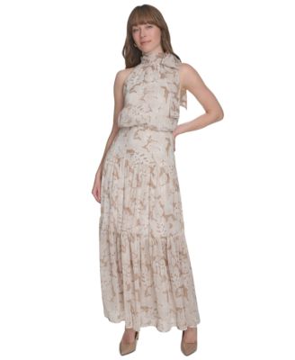 Tommy Hilfiger - Women's Side-Tie Halter Tiered Maxi Dress