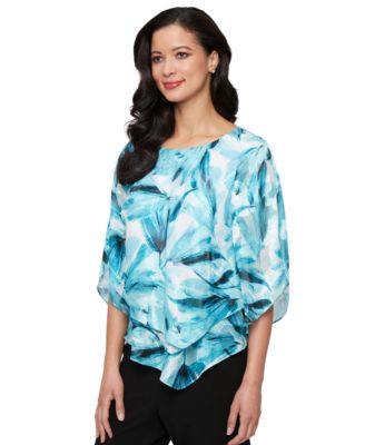 Alex Evenings - Women's Printed Chiffon Burnout Blouse