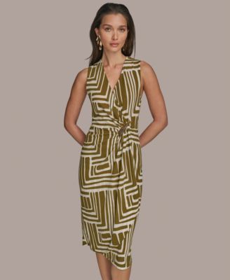 Donna Karan New York - Women's Printed V-Neck Sleeveless Dress