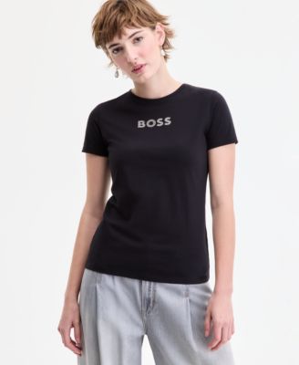 BOSS Orange - Women's Cotton Embellished Logo T-Shirt