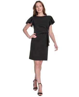 Tommy Hilfiger - Women's Flutter-Sleeve Side-Drape Dress