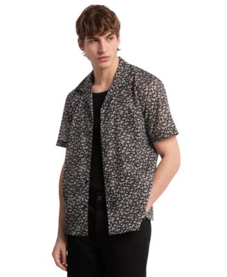 Michael Kors - Men's Relaxed Fit Short Sleeve Floral Print Button-Front Camp Shirt