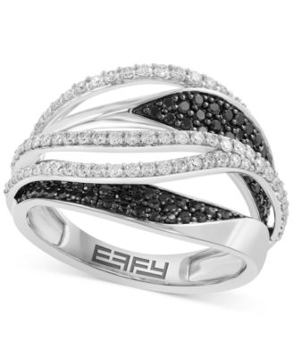 EFFY Collection - Black & White Diamond Multi-Row Ring (7/8 ct. t.w.) in 14k White Gold