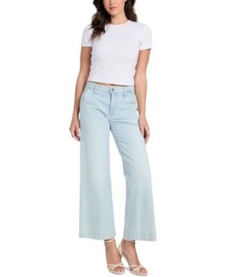 GUESS - Women's Zoya Mid-Rise Wide-Leg Ankle Jeans