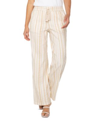 Liverpool Los Angeles - Petite Stripe Drawstring Wide-Leg Pants