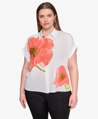 KARL LAGERFELD PARIS - Plus Size Placed Floral Blouse