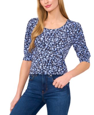 CeCe - Women's Scoop-Neck Elbow-Sleeve Top