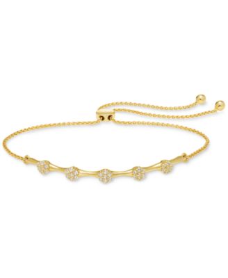Macy's - Diamond Cluster Station Bolo Bracelet (1/2 ct. t.w.) in 10k Gold