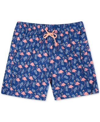 Sunset and Vines - Men's Flamingo-Pattern Woven Swim Trunks