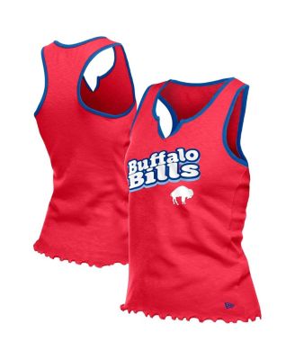 New Era - Women's Red Buffalo Bills Lettuce Hem Notch Neck Tri-Blend Tank Top