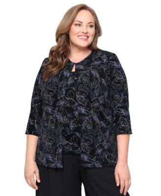 Alex Evenings - Plus Size 2-Pc. 3/4-Sleeve Jacket & Top Set