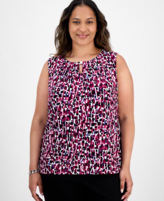 Kasper - Plus Size Chiclet-Print Sleeveless Top