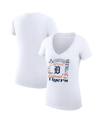 G-III 4Her by Carl Banks - Women's&nbsp;White Detroit Tigers Collage Team Graphic V-Neck Fitted T-Shirt