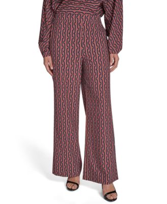 Halston - Women's Commuter Printed Wide-Leg Pants