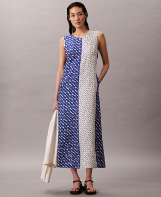 Calvin Klein - Women's Printed Color-Block Sleeveless Dress