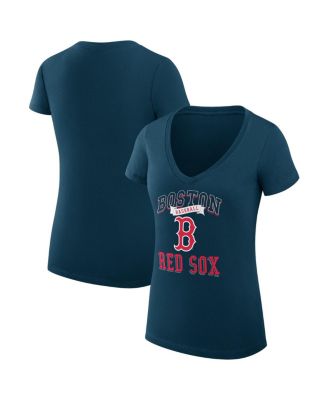 G-III 4Her by Carl Banks - Women's Navy Boston Red Sox Team Logo Graphic V-Neck Fitted T-Shirt