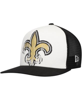 New Era - Big Boys and Girls White/Black New Orleans Saints Distressed 9FIFTY A-Frame Snapback Hat