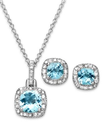 Macy's - Sapphire (3 ct. t.w.) and Diamond Accent Jewelry Set in Sterling Silver (Also in Blue Topaz & Amethyst)
