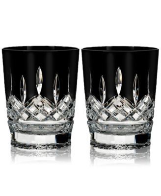 Waterford - Lismore Black Double Old Fashioned Glass Pair