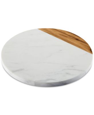 Anolon - Pantryware White Marble & Teak Wood 10" Round Serving Board