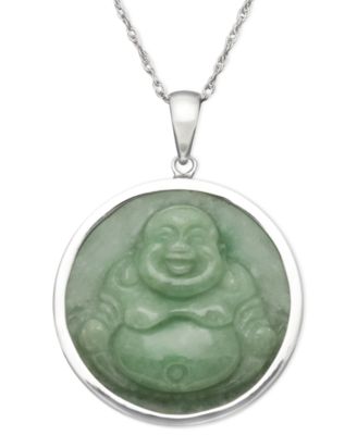 Macy's - Dyed Jade Carved Buddha Pendant Set in Sterling Silver