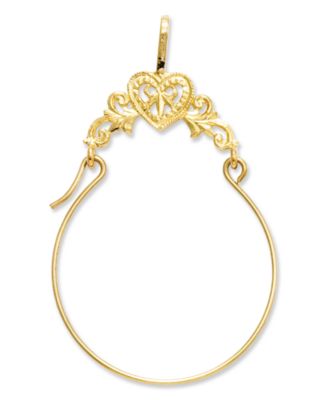 Macy's - 14k Gold Charm Holder, Polished Filigree Heart Charm Holder