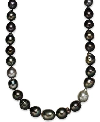 Macy's - Pearl Necklace, Sterling Silver Multicolor Cultured Tahitian Pearl Baroque Strand Necklace (9-11mm)