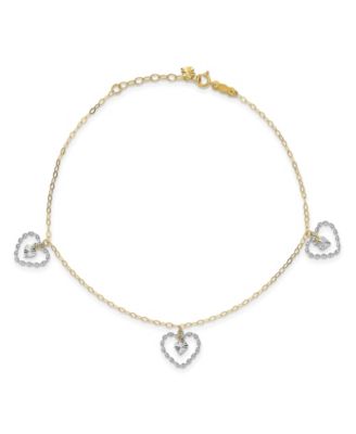 Macy's - Heart Anklet in 14k Yellow and White Gold