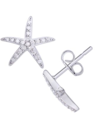 Macy's - Diamond (1/5 ct. t.w.) Starfish Stud Earrings in Sterling Silver