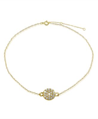 Giani Bernini - Cubic Zirconia Pav&eacute; Disc Ankle Bracelet in Sterling Silver or 18K Gold-Plated Sterling Silver