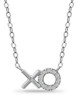 Giani Bernini - Cubic Zirconia XO Pendant Necklace in Sterling Silver, 16" + 2" extender