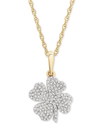 Wrapped - Diamond Clover 18" Pendant Necklace (1/10 ct. t.w.) in 10k Gold