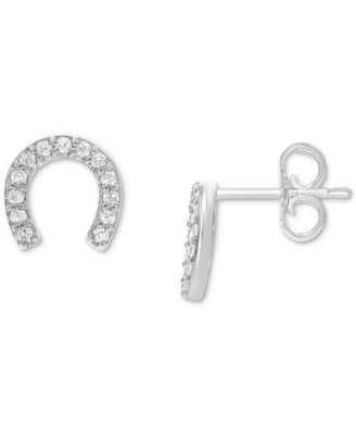 Macy's - Diamond Horseshoe Stud Earrings (1/10 ct. t.w.) in 10k White Gold
