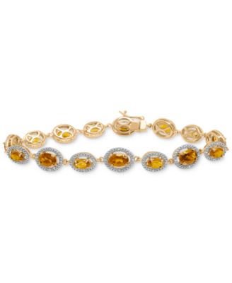 Macy's - Amethyst (5 ct. t.w.) & Diamond (1/10 ct. t.w.) Halo Link Bracelet in 14k Rose Gold-Plated Sterling Silver (Also in Rhodolite Garnet & Citrine)