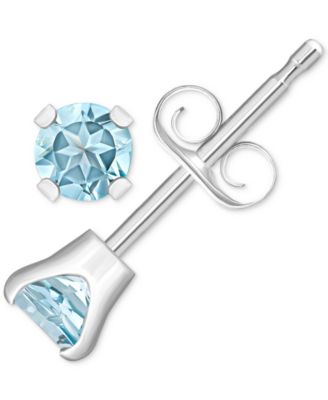 Macy's - Aquamarine Solitaire Stud Earrings in 14k Gold (Also in Ruby, Emerald, & Sapphire)