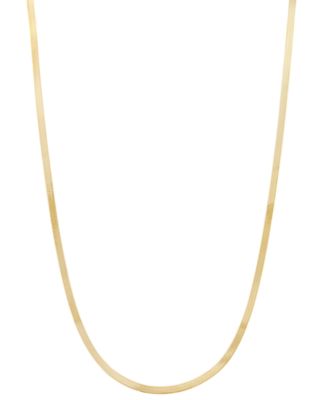 Italian Gold - Herringbone Link Chain Necklace in 10k Gold, 16" + 2" extender