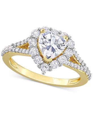 Macy's - Lab-Grown White Sapphire Heart Ring (2-2/5 ct. t.w.) in Yellow-Plated Sterling Silver
