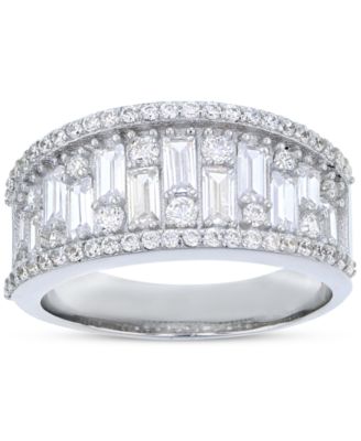 Macy's - Cubic Zirconia Round & Baguette Statement Ring in Sterling Silver