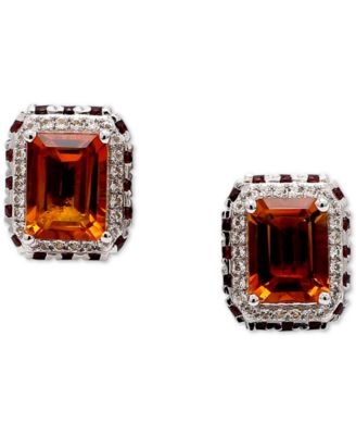 Macy's - Amethyst (4 ct. t.w.) & White Topaz (1/5 ct. t.w.) Stud Earrings in Sterling Silver (Also in Sky Blue Topaz & Citrine/Garnet)