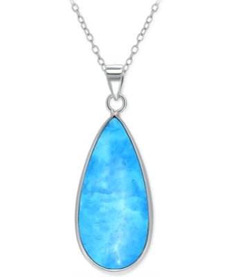 Giani Bernini - Onyx Teardrop Pendant Necklace in Sterling Silver, 16" + 2" extender, (Also in Blue Howlite & Sodalite)