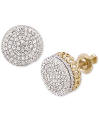 Macy's - Men's Diamond Circle Cluster Stud Earrings (1/4 ct. t.w.) in 10k Gold