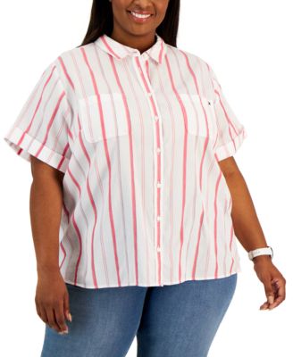 Tommy Hilfiger - Plus Size Cotton Striped Camp Shirt