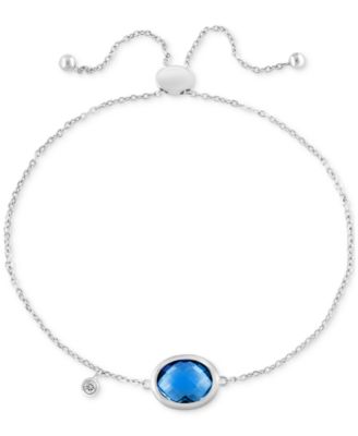 EFFY Collection - Blue Topaz (3-7/8 ct. t.w.) & White Topaz (1/20 ct. t.w.) Bolo Bracelet in Sterling Silver