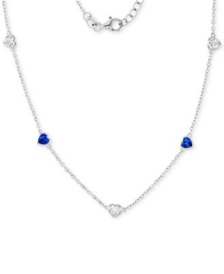 Macy's - Cubic Zirconia Heart Station Collar Necklace in Sterling Silver, 16" + 2" extender